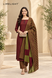 LIMELIGHT Winter Khaddar 3-Piece Unstitched Suit – Premium Striped Collection